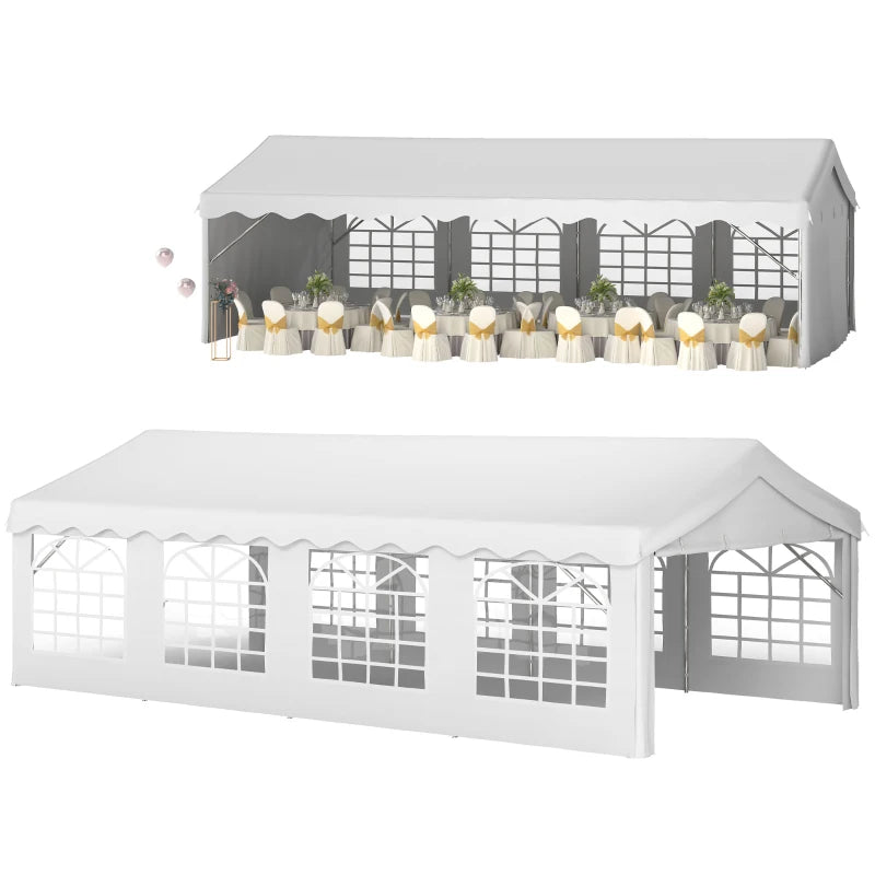 Spacious Garden Gazebo Marquee with Level 4 Wind Protection and White Canopy 8x4m