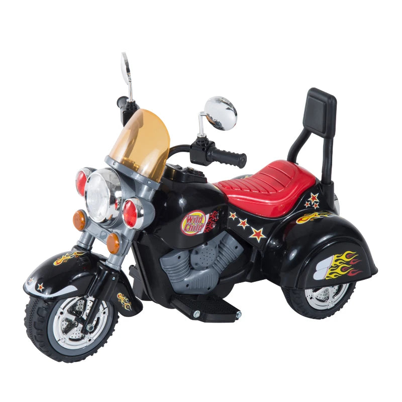 6V Battery Powered Ride-On Scooter Trike for Kids – Electric Toy Motorbike – Black