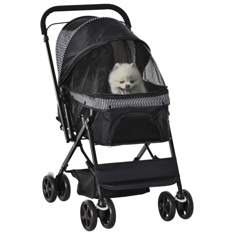 Pet Stroller with Basket & Reversible Handle