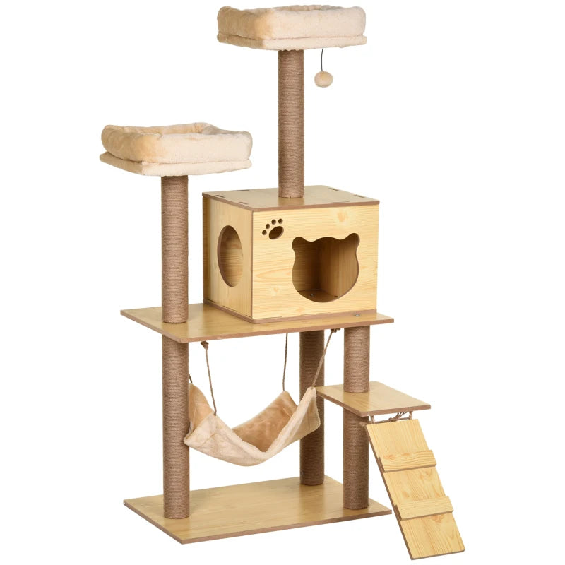 Cat Tree 130cm with House, Perches & Scratching Posts