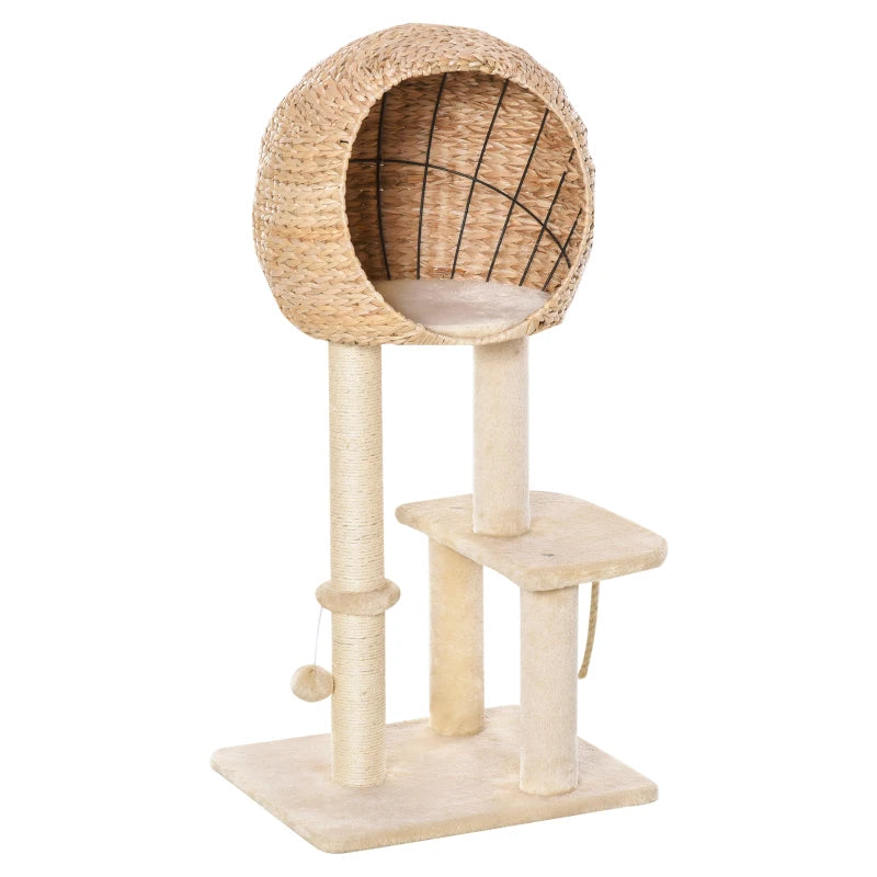 Kitten Climbing Tower with Hanging Toys & Cushion