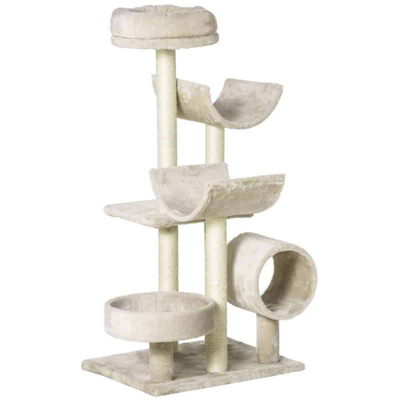Cat Tree for Indoor Cats with Tunnel & Scratcher