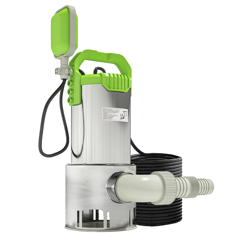 1100W Submersible Water Pump for Clean & Dirty Water, 18500L/H with Float Switch, Green