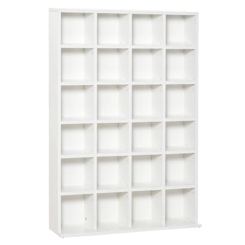 White Media Storage Unit – CD Cabinet with Adjustable Shelves, 89x130.5 cm