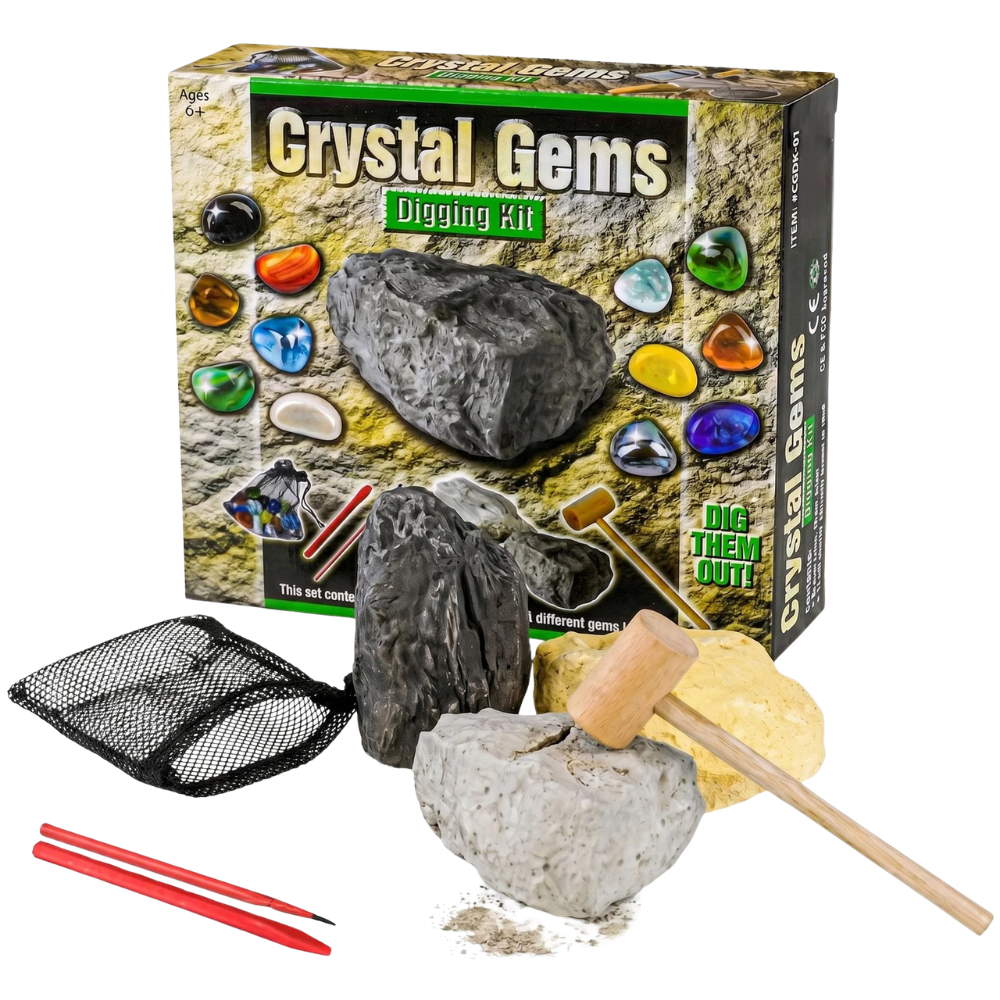 Crystal Digging Kit for Kids Gemstone Excavation Science Toy Set Boys Girls Learning Fun