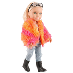 17" Bibi Fashion Doll with Glasses, Blonde Hair, Movable Limbs, Dress & Boots, Age 3+ Kids