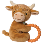 Mary Meyer Hetty Highland Cow Rattle 6 Inch Plush Baby Toy with Silicone Teether