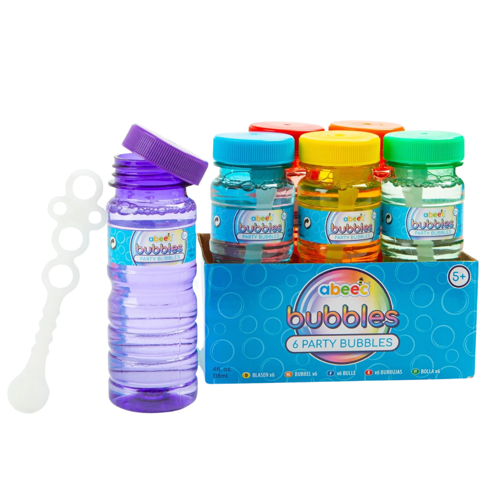 6 Pack Bubbles for Kids Party Bag Fillers Outdoor Bubble Solution 118ml Bottles Fun Toy