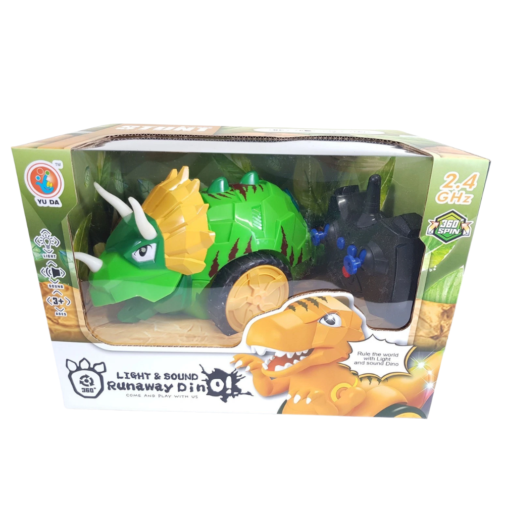 Dinosaur RC Car 2.4GHz Remote Control 360° Spin Light Sound Toy
