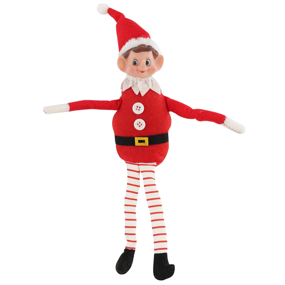 Christmas Elf Plush Toy 35cm Boy with Long Legs Poseable Shelf Figure Xmas Decor Gift Ideas