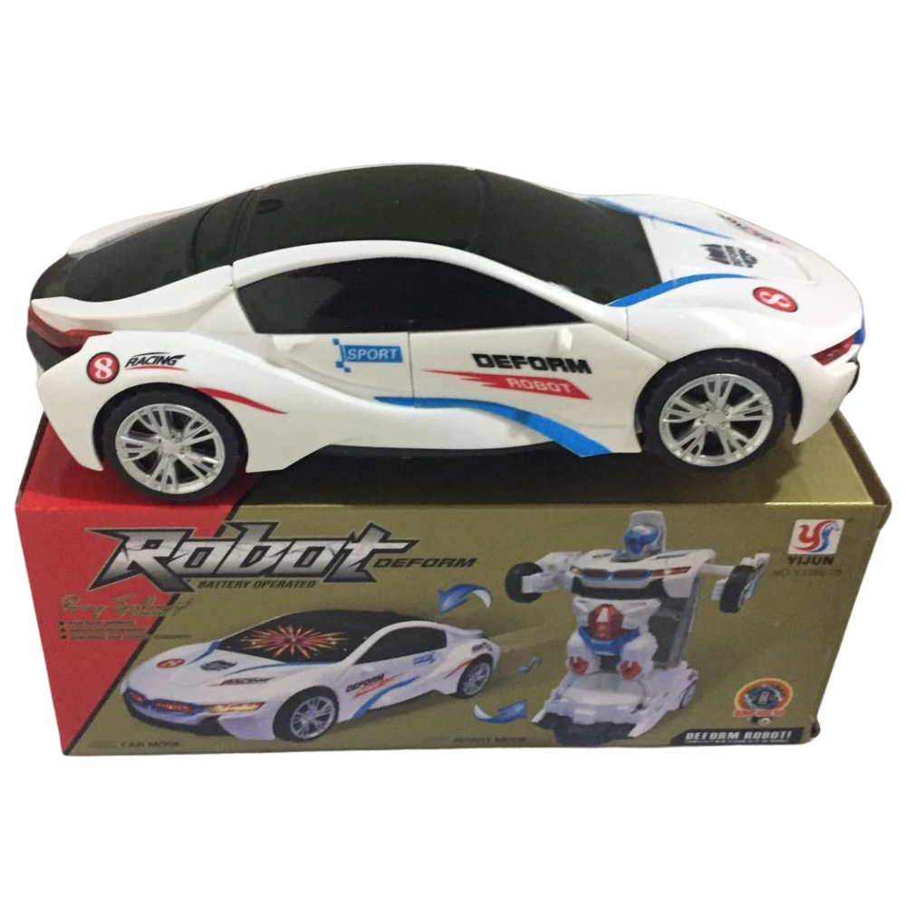 Police Car Transforming Robot Toy with Music Flashing Lights and Action Play Uk