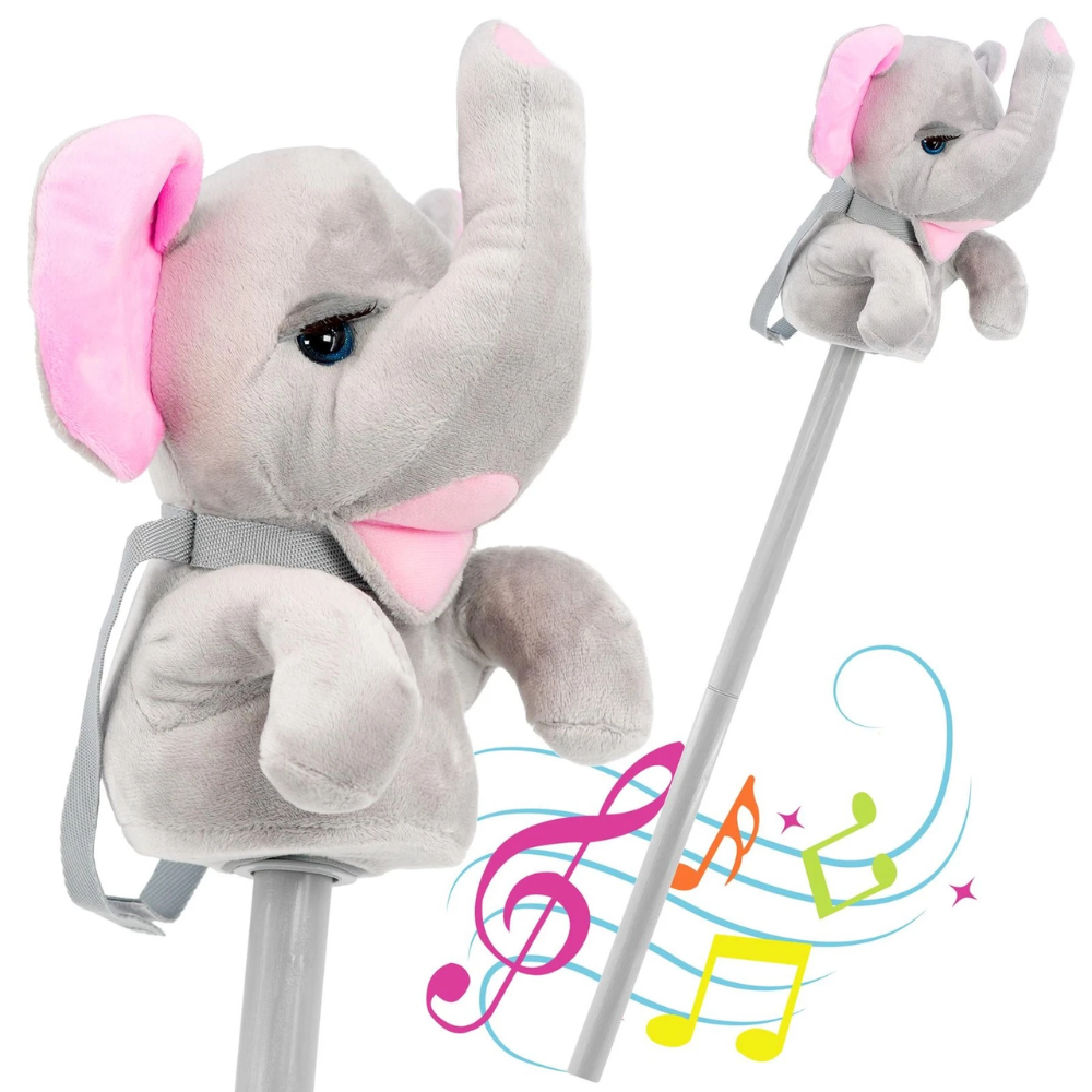 Kids Elephant Hobby Horse Toy with Sounds Children Ride-On Horse Toy for Girls & Boys