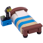 Single Bed Blue Bedroom Furniture Custom Kit Made with Real Lego Bricks Display Gift Idea Set