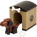 Lego Dog and Dog House Kennel Custom Model Kit Made with Genuine Lego Bricks Pet Accessory