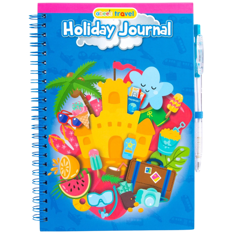 Kids Holiday Travel Journal Activity Book With Pen 50 Pages Spiral Bound Trip Planner Gift 5+