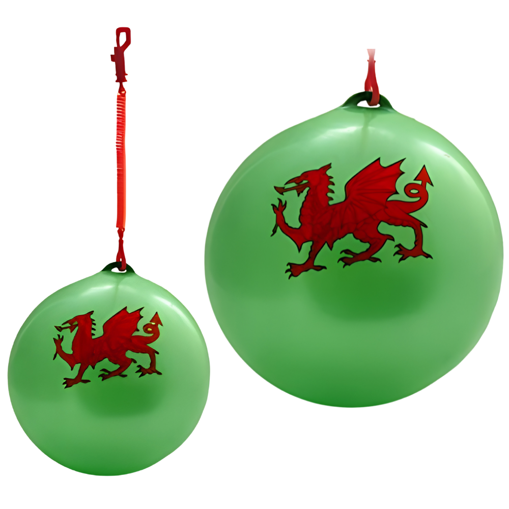 Inflatable Wales Welsh Flag Ball Keychain, Green & Red Dragon Football Fan Souvenir, St David's Day