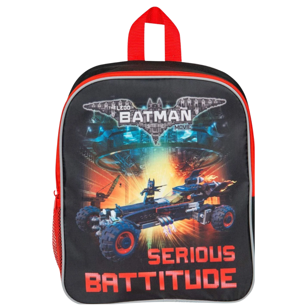 Lego Batman Junior Serious Battitude Backpack Red Black School Bag Adjustable Straps Child