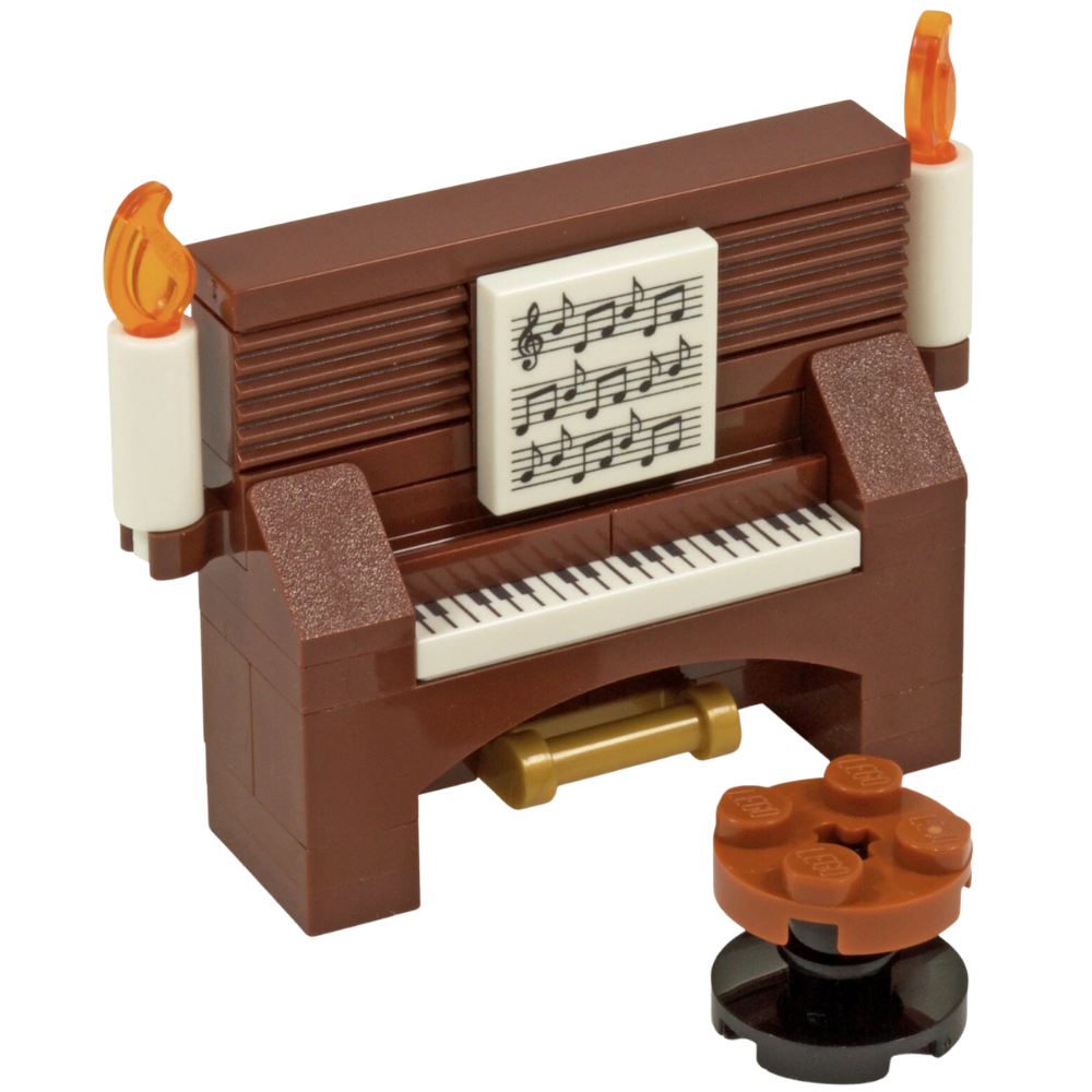 Upright Piano Antique Keyboard with Music Sheet All Parts Lego Compatible Building Set