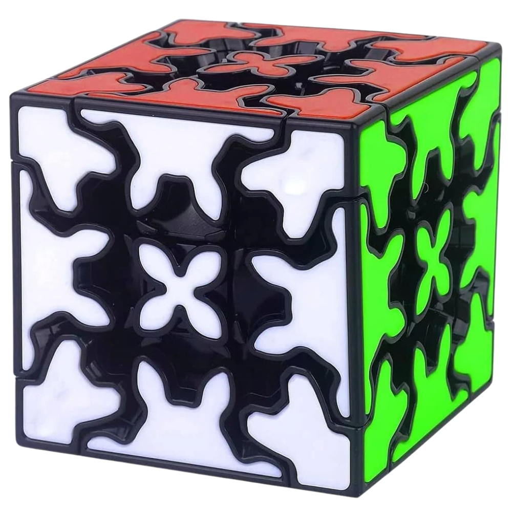 Qiyi 3x3x3 Gear Magic Cube Puzzle Toy with Black Background Smooth Twist Brain Teaser