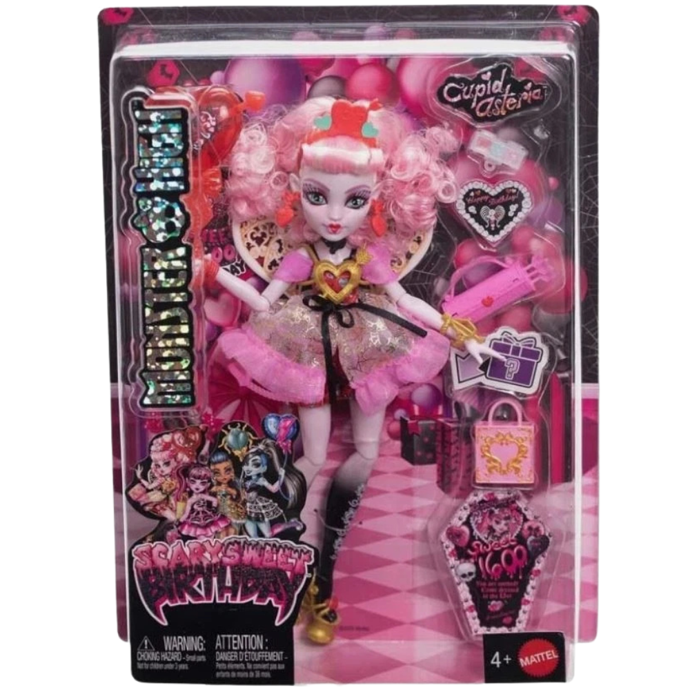Monster High Scary Sweet Birthday Cupid Asteria Doll with Party Accessories Collectible Toy