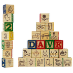 Wooden ABC 123 Building Blocks 30-Piece Alphabet Numbers Learning Toy