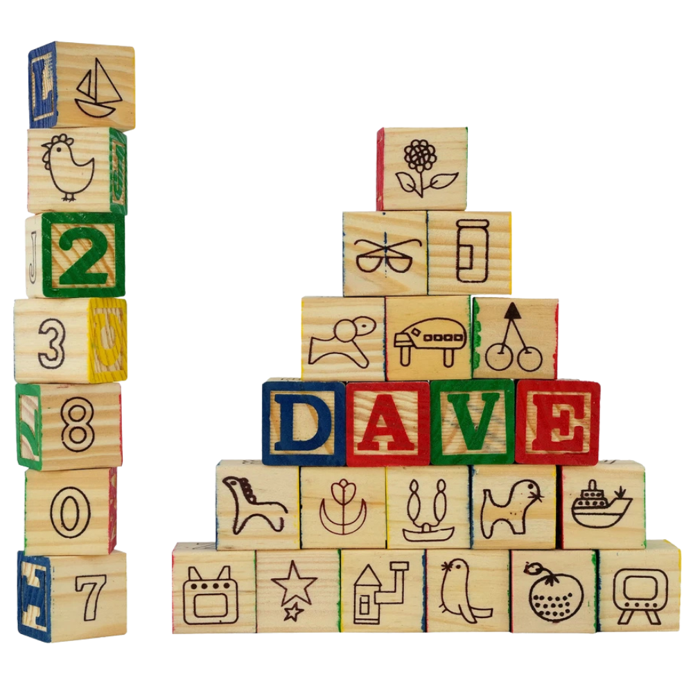 Wooden ABC 123 Building Blocks 30-Piece Alphabet Numbers Learning Toy
