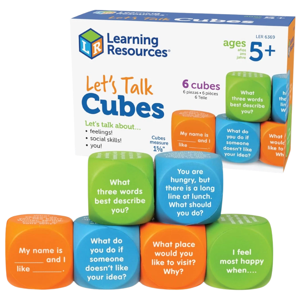 Learning Resources Let's Talk Cubes Conversation Starters Social Emotional Learning Game for Kids