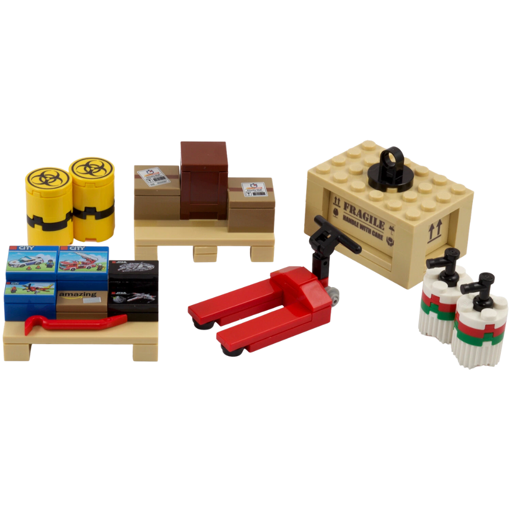 LEGO Cargo Crates & Pallets Set Oil Drums Parcels & Pallet Truck