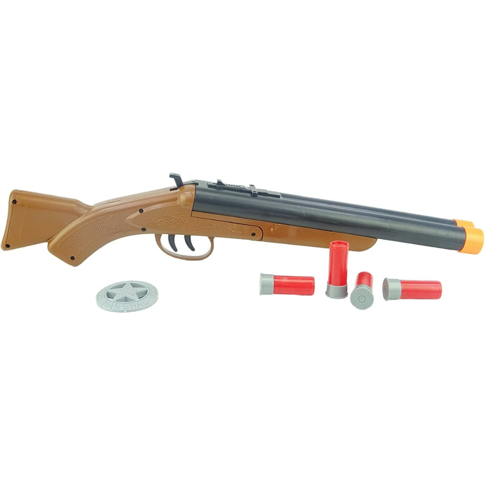 Toyland 47cm Double Barrel Shotgun Toy With Sound Effects, Ejecting Shells & Wild West Accessories