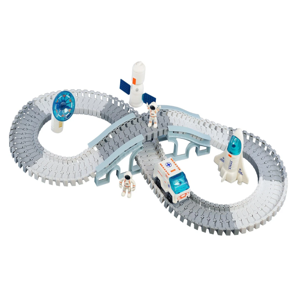 Kids Space Track Toy Set Battery Powered Astronaut Rocket Shuttle Playset 20 Pcs Adventure