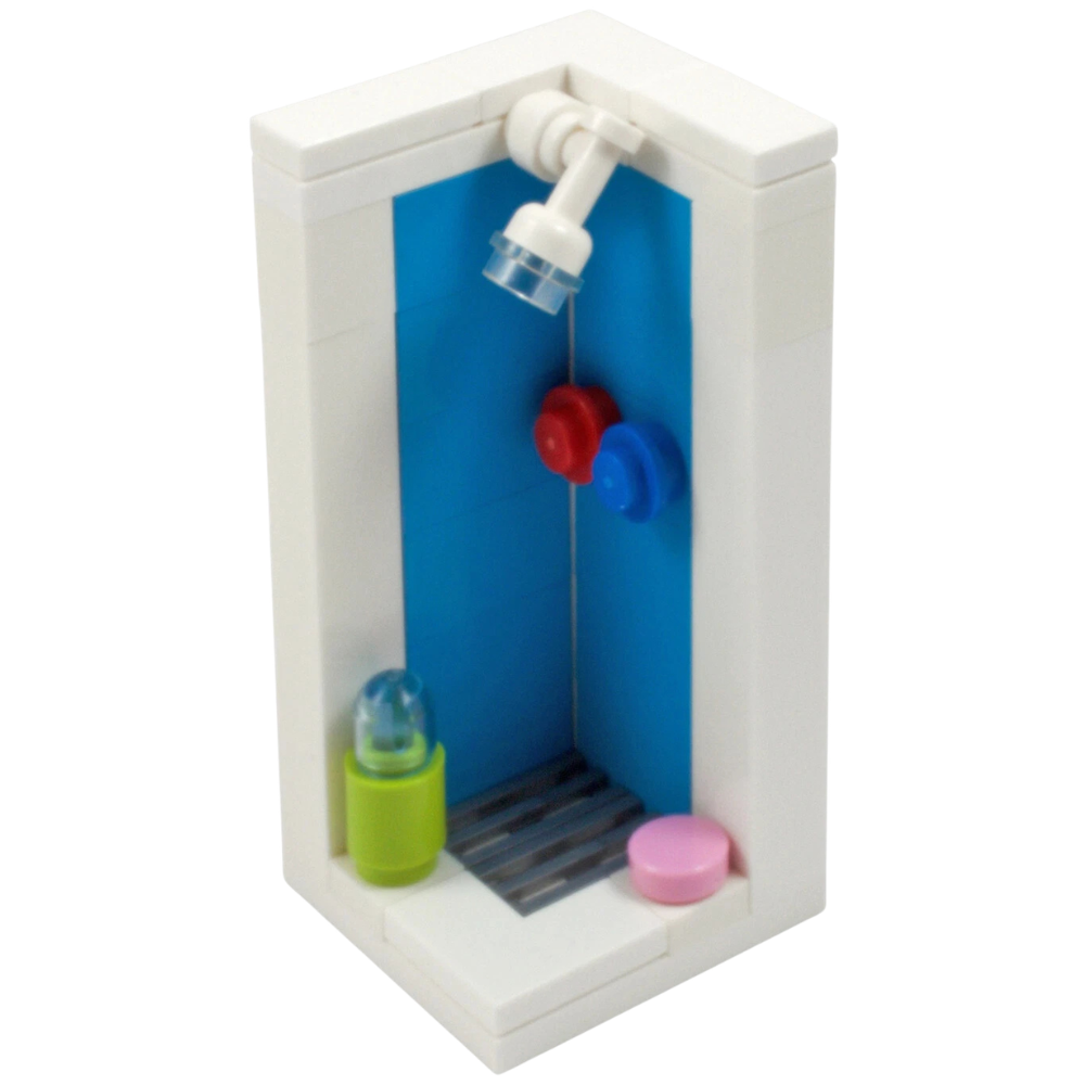 Bathroom Shower with Accessories Custom Kit Made with Real Lego Bricks Bathroom Display Set