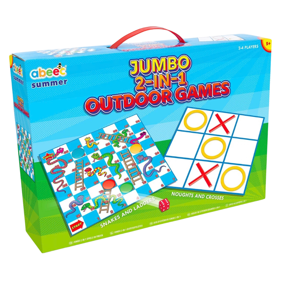 Jumbo 2-In-1 Garden Games Kids Giant Snakes & Ladders Noughts Crosses Family Game Fun Game