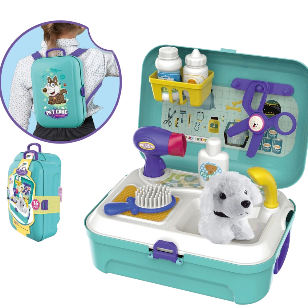 Bowa Pet Dog Grooming Pretend Playset for Kids, Vet Roleplay Toy Gift Age 3+
