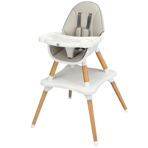 Modern 4-in-1 Baby High Chair with Safety Harness and Multi-Stage Seating