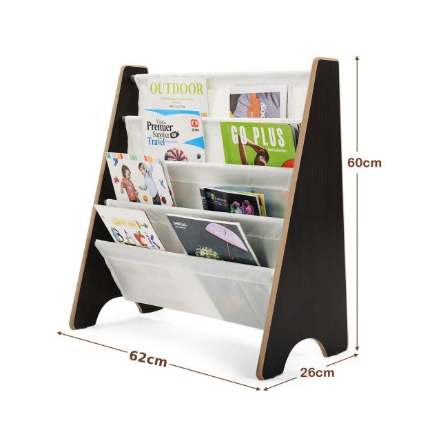 Kids 4-Tier Bookshelf with Magazine and Book Organizer