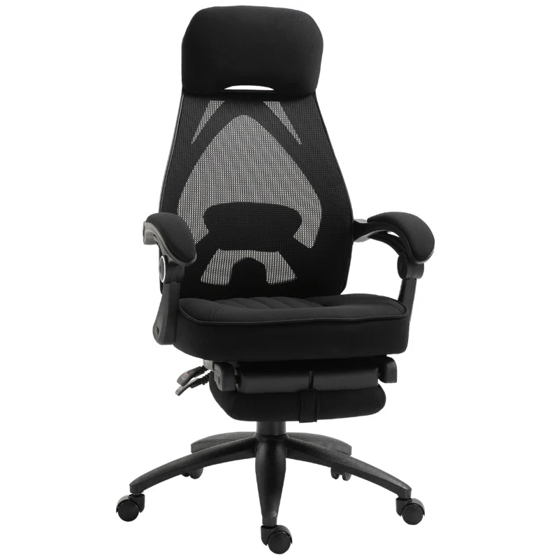 Black Swivel Desk Chair – High Back, Adjustable Height & Footrest