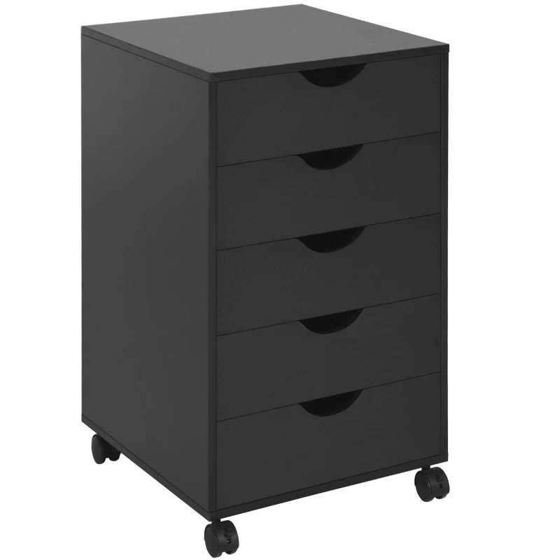 Vertical File Cabinet with 5 Drawers – Black Mobile Organizer