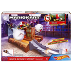 Hot Wheels Mario Kart Boo's Spooky Sprint Race Track Playset with Shy Guy Toy Set