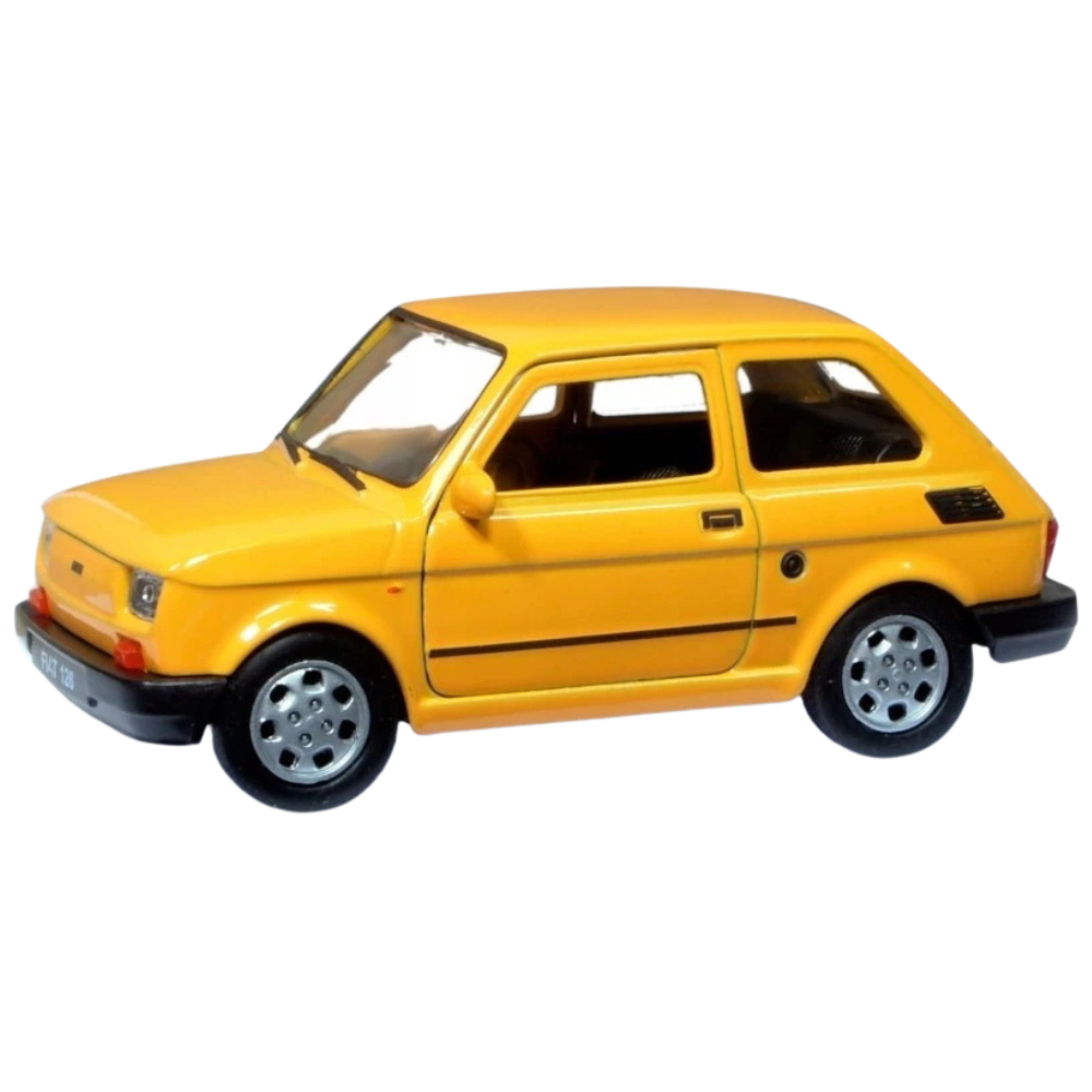 Welly Fiat 126p Yellow Diecast Model Car Toy 1:32-1:34 Scale Polish Italian Classic Collectible