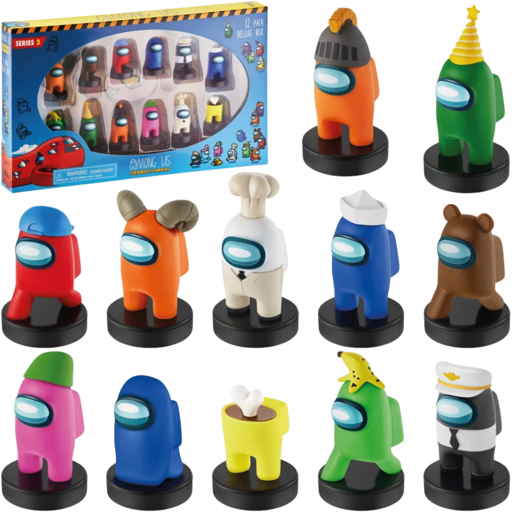 Among Us Series 2 Crewmate Stampers Figures 12 Pack Deluxe Box Collectible Kids Set