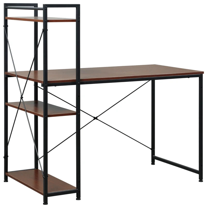 Industrial Writing Desk – Reversible Storage Shelves, Home Office Desk in Walnut & Black