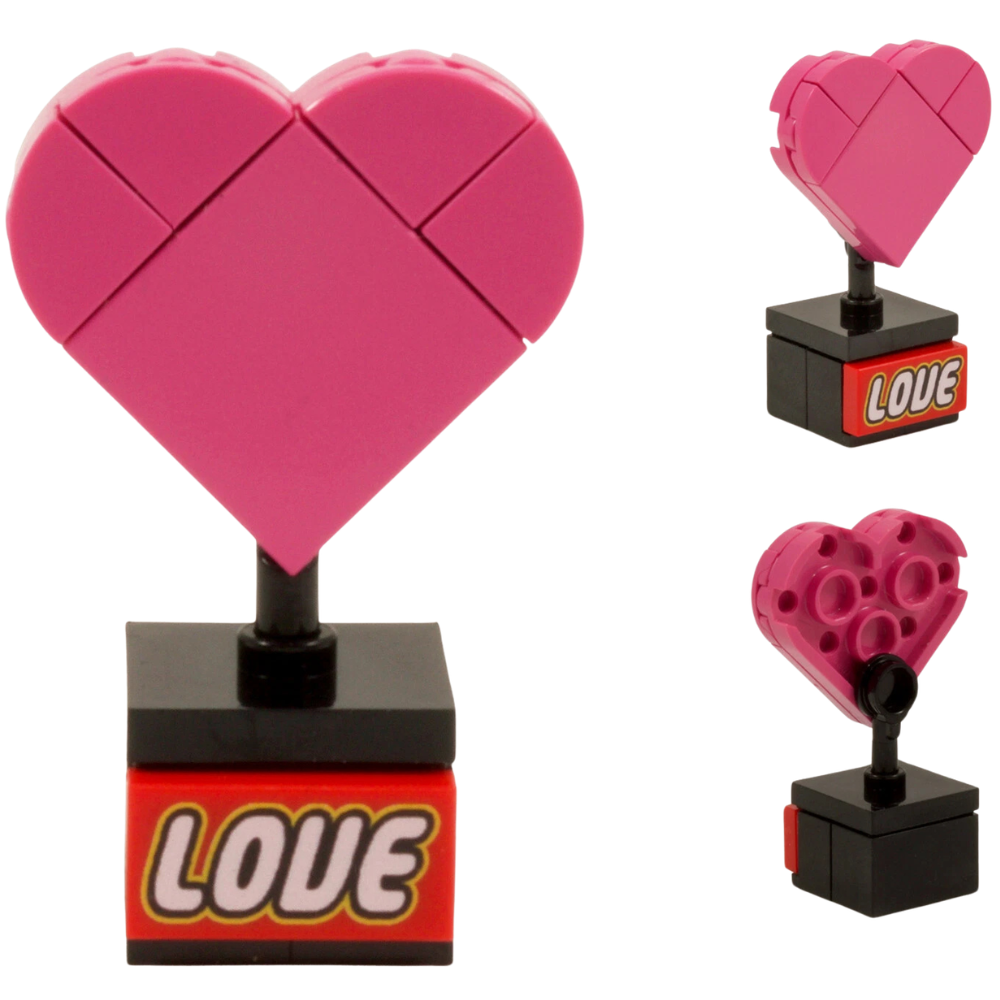 LEGO Love Heart Box Valentine Gift Building Kit with Custom Printed LOVE Tile