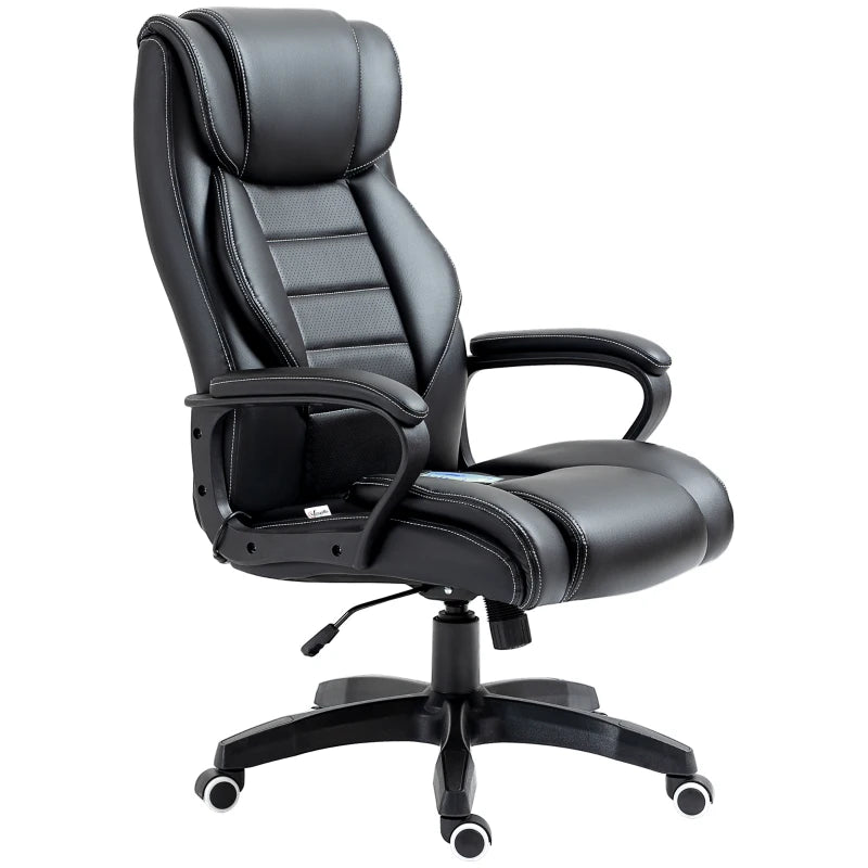 Black Office Chair with 6-Point Massage – PU Desk Chair with Tilt & Padded Seat