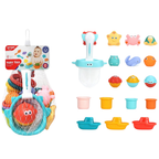 Baby Bath Toy Set 24pcs with Fishing Net and Floating Sea Animals for Fun Water Play