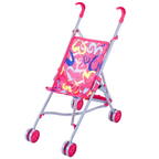 Foldable Pink Baby Doll Stroller Buggy Pram Jogger with Accessories Toy for Kids Roleplay