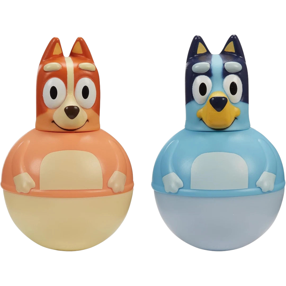 Bluey Weebles Set of 2 Bluey & Bingo Toy Figures Wobble Spinning Kids 18M+ New