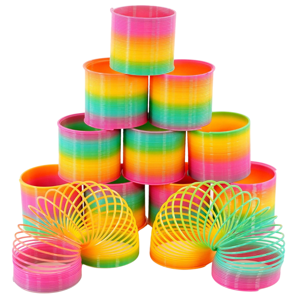 Large Slinky Magic Spring Toy Set of 12 Rainbow Kids Fidget Party Bag Fillers