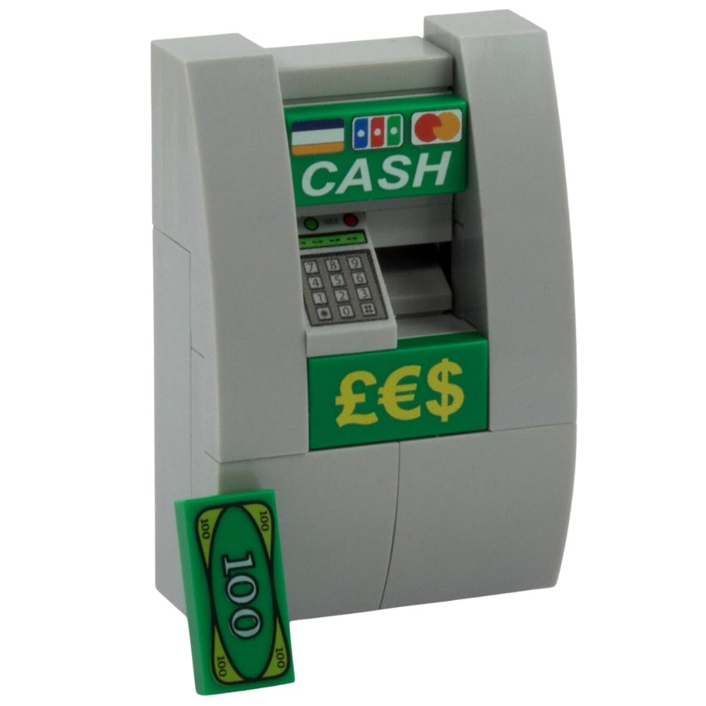LEGO ATM Cash Machine with Keypad, Money Logo & CASH Tile City Bank MOC