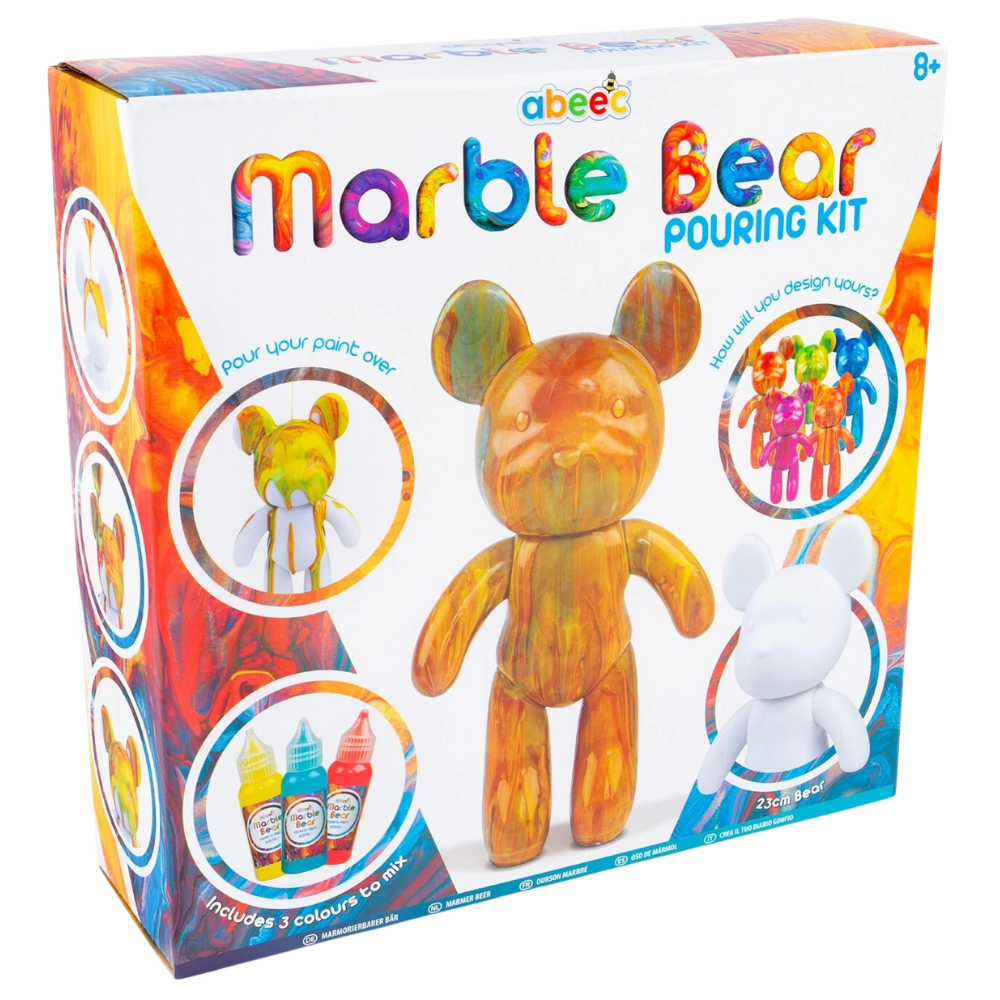 Marble Bear Pouring Kit 23cm Acrylic Paint Art & Craft Set for Kids & Adults