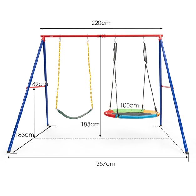 Sturdy Large Metal Swing Stand with Heavy-Duty A-Frame Design